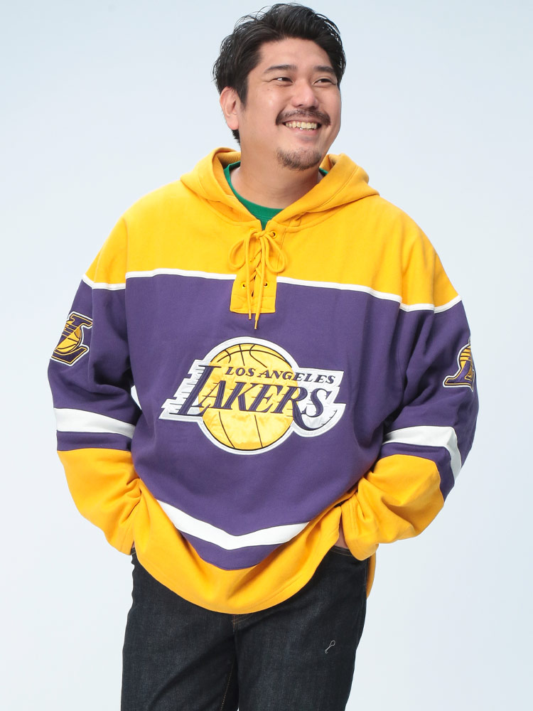 プルオーバー パーカー 裏起毛 NBA LOS ANGELS LAKERS ロゴ トップス フード 起毛 秋冬 大きいサイズ メンズ