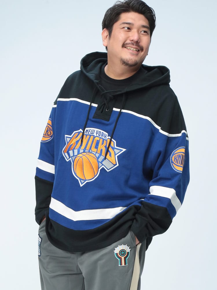 プルオーバー パーカー 裏起毛 NBA NEW YORK KNICKS ロゴ トップス フード 起毛 秋冬 大きいサイズ メンズ