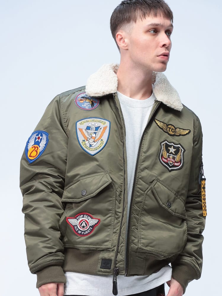 TOPGUN (トップガン) ナイロン 襟ボア フルジップ ボンバージャケット TGJ2338