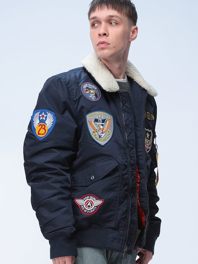TOPGUN (トップガン) ナイロン 襟ボア フルジップ ボンバージャケット TGJ2338