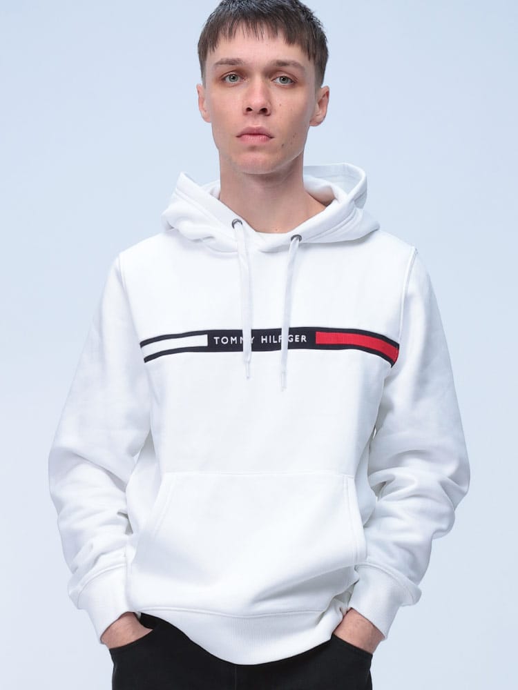 TOMMY HILFIGER (トミーヒルフィガー) 裏起毛 ロゴライン プルオーバー パーカー MW0MW37361