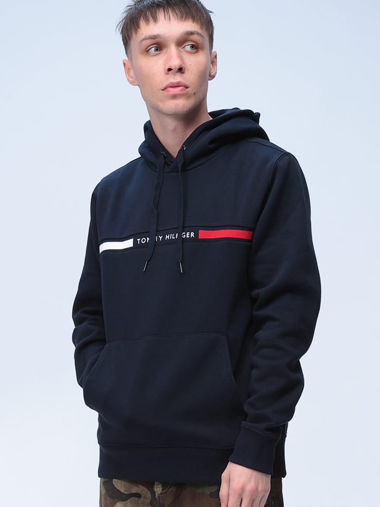 TOMMY HILFIGER (トミーヒルフィガー) 裏起毛 ロゴライン プルオーバー パーカー MW0MW37361