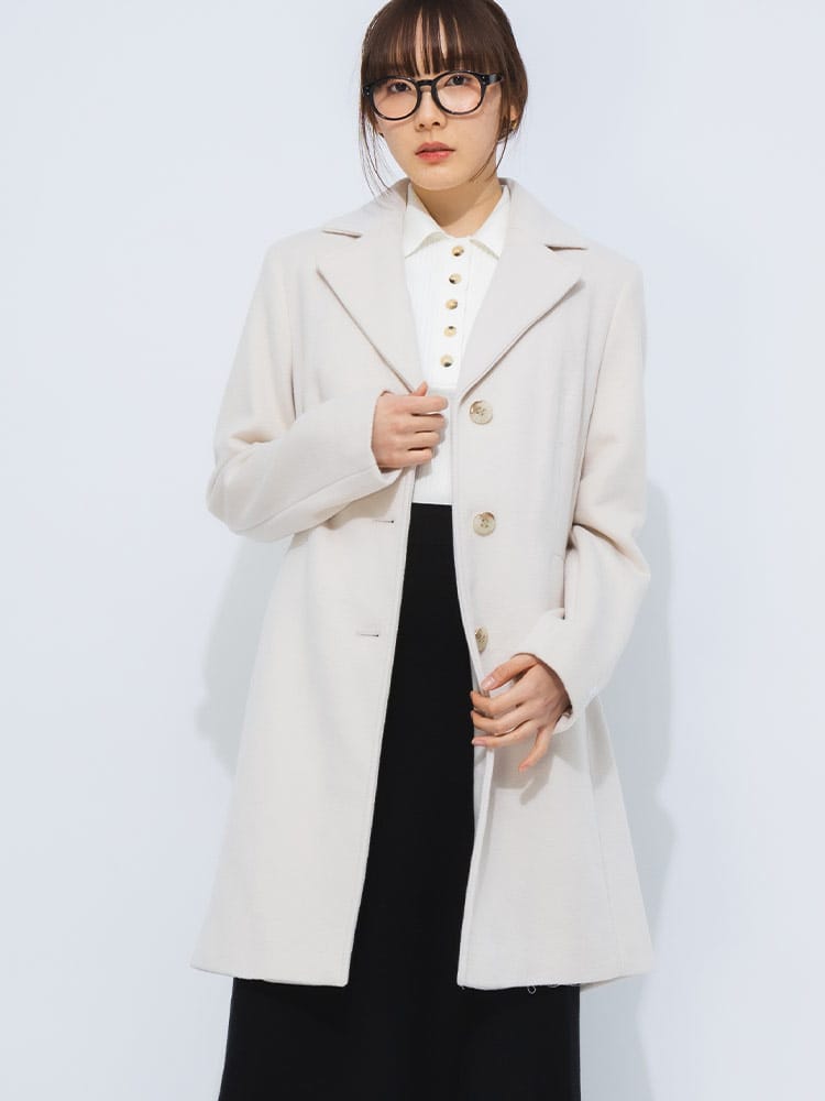 Calvin Klein (カルバンクライン) ウール混 シングル コート CKLCW082699 レディース