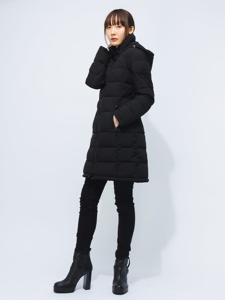 Calvin Klein (カルバンクライン) フード着脱 フルジップ 中綿 コート 
