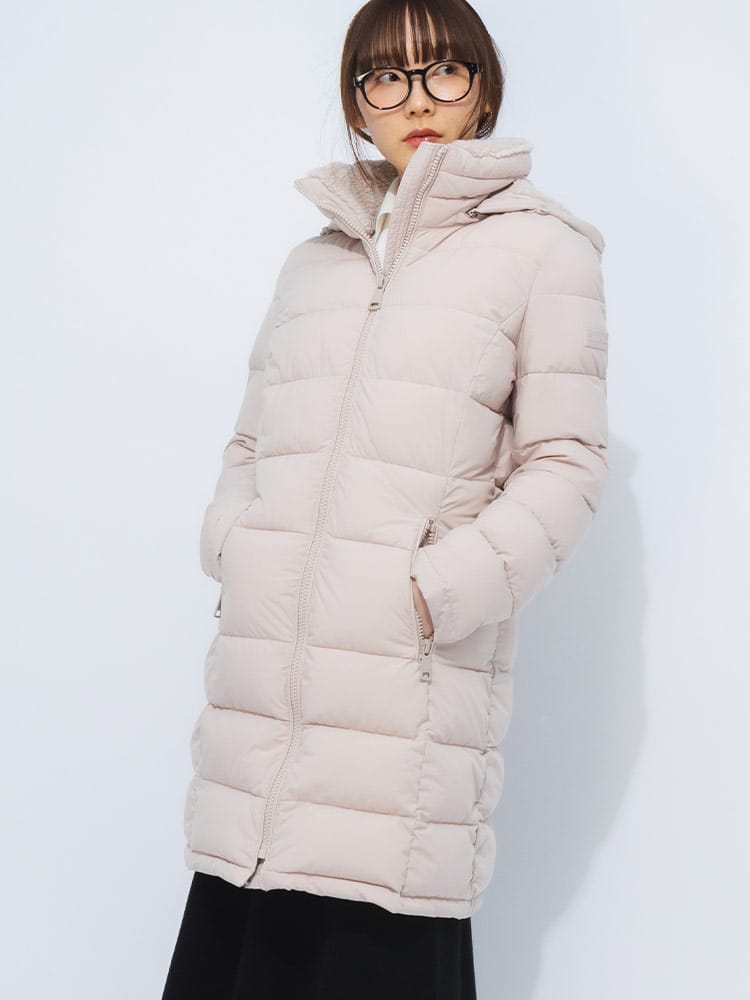 Calvin Klein (カルバンクライン) フード着脱 フルジップ 中綿 コート 
