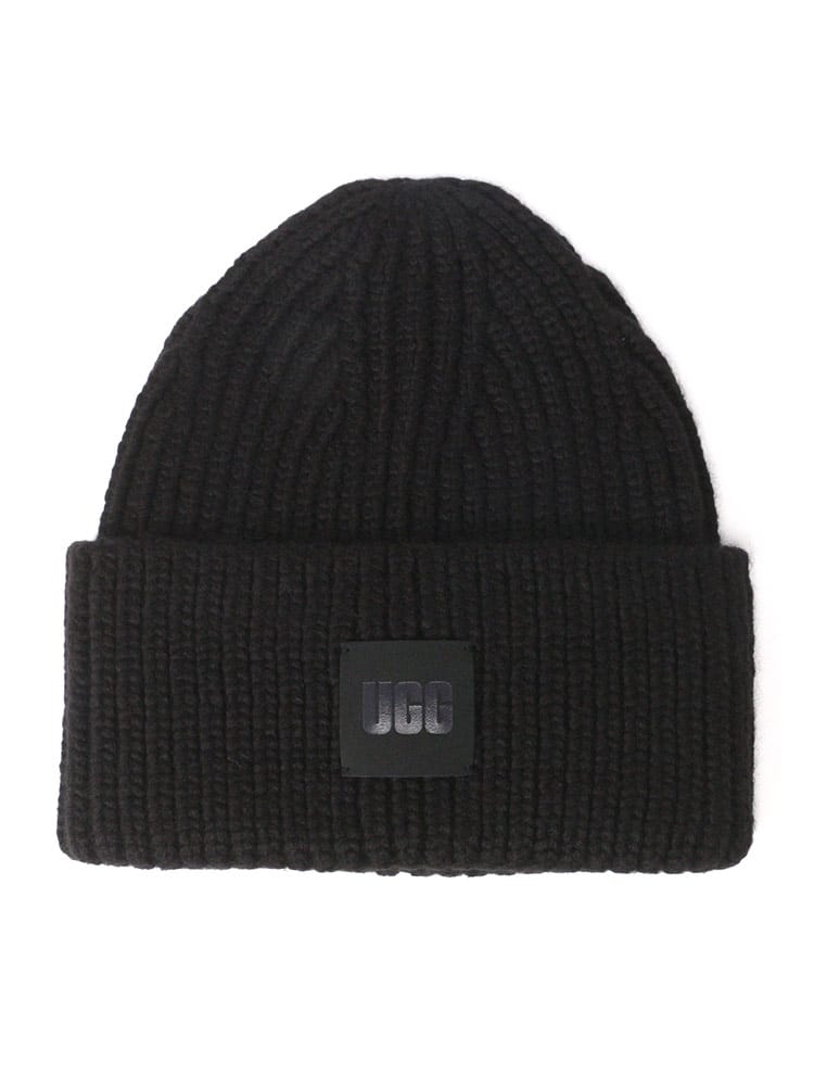 UGG (アグ) レザーロゴパッチ ケーブルニット キャップ Chunky Rib Beanie UGGL20061 レディース
