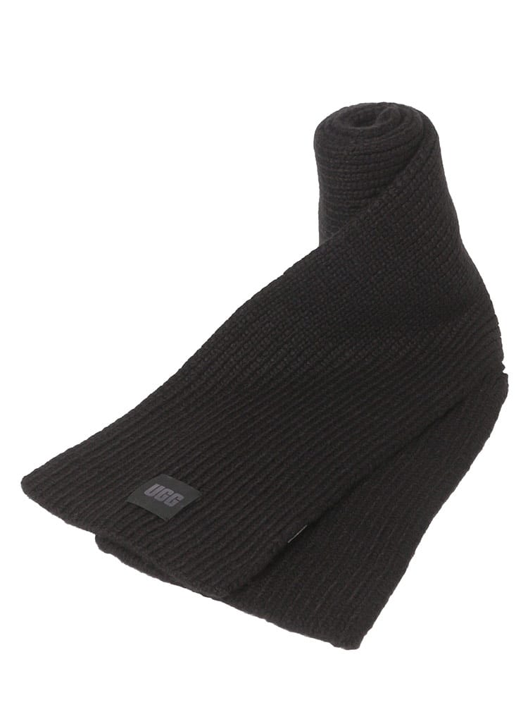 UGG (アグ) レザーロゴパッチ ケーブルニット マフラー Chunky Rib Scarf UGGL101106 レディース