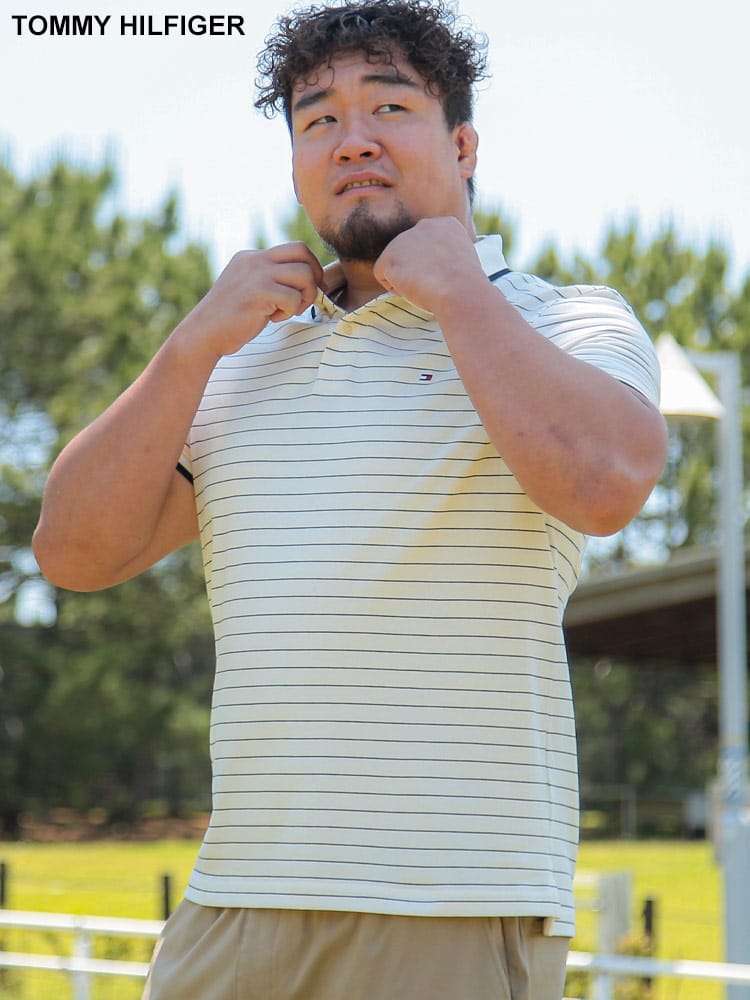 オックスフォード 細ボーダー レギュラーフィット 半袖 ポロシャツ 大きいサイズ メンズ