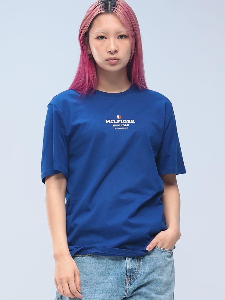 TOMMY HILFIGER (トミーヒルフィガー) フロントロゴ レギュラーフィット クルーネック 半袖 Tシャツ MW0MW38980