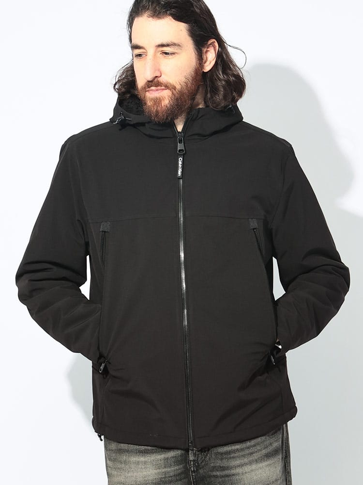 Calvin Klein (カルバンクライン) 裏ボア フルジップ ジャケット SHERPA LINED HOODED SOFT SHELL メンズ