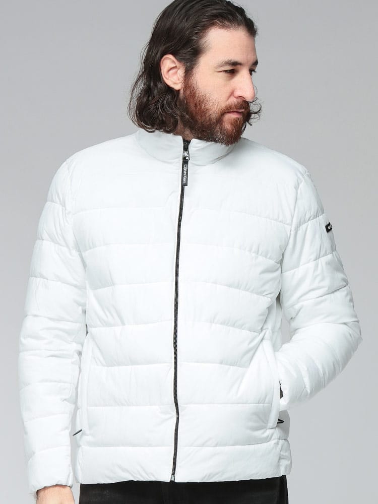 Calvin Klein (カルバンクライン) 袖ロゴ スタンドカラー フルジップ 中綿ブルゾン sorona CKCM355297 メンズ