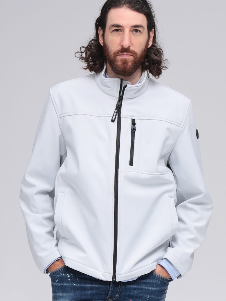 Calvin Klein (カルバンクライン) 襟ロゴ 裏フリース フルジップ ジャケット CKCM903910 メンズ