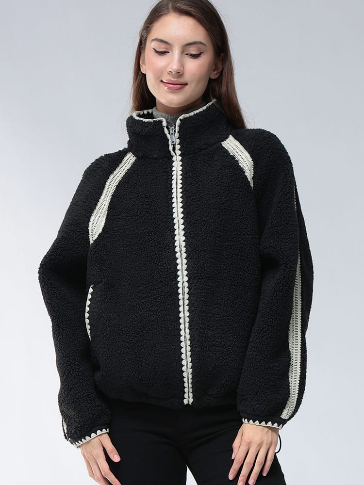 UGG (アグ) 裏フリース フルジップ ボアジャケット Nikia Crochet UGGL1161670 レディース