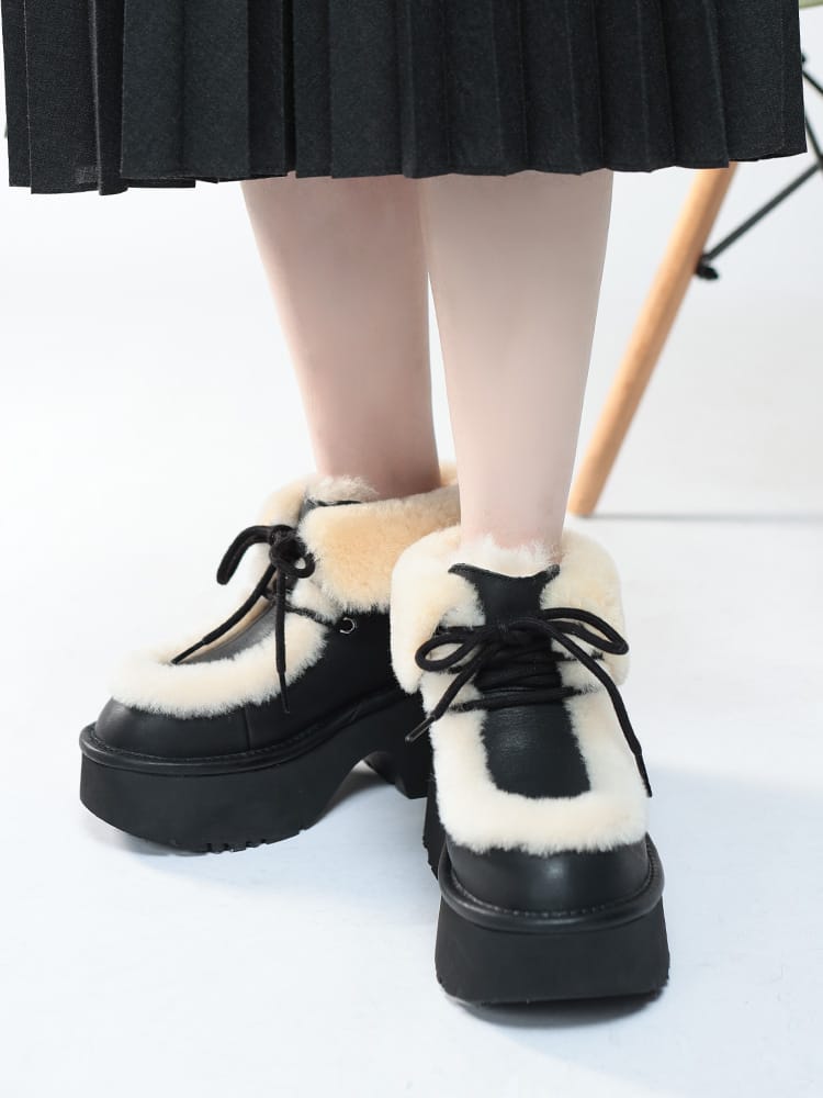 UGG (アグ) レザー ボア レースアップ ショートブーツ Esmee Leather Lace Up UGGL1176110 レディース