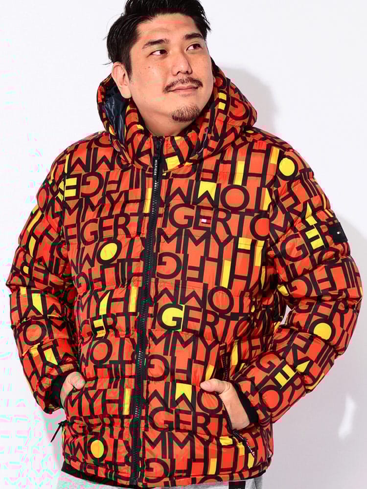 中綿 ジャケット フード 総柄プリント フルジップ アウター ブルゾン 防寒 秋 冬 大きいサイズ メンズ