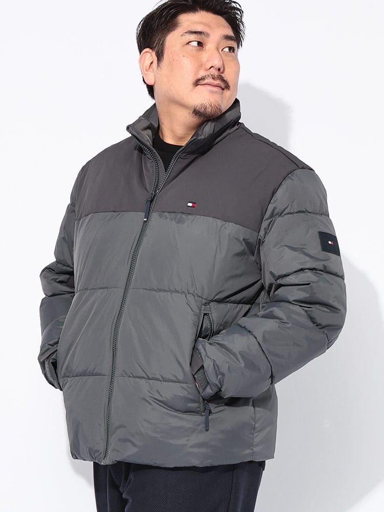 中綿 ジャケット 切り替え フルジップ MIXED MEDIA PUFFER JKT アウター ブルゾン 防寒 スタンド 秋 冬 大きいサイズ メンズ