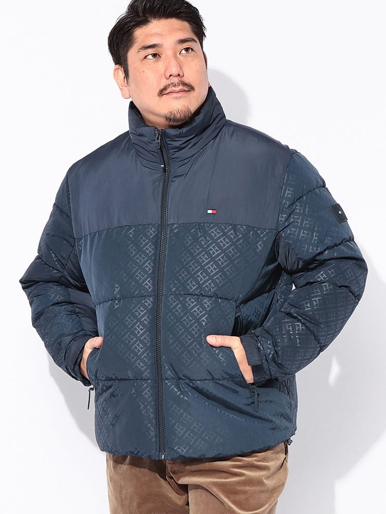 中綿 ジャケット 切り替え フルジップ MIXED MEDIA PUFFER JKT アウター ブルゾン 防寒 スタンド 秋 冬 大きいサイズ メンズ