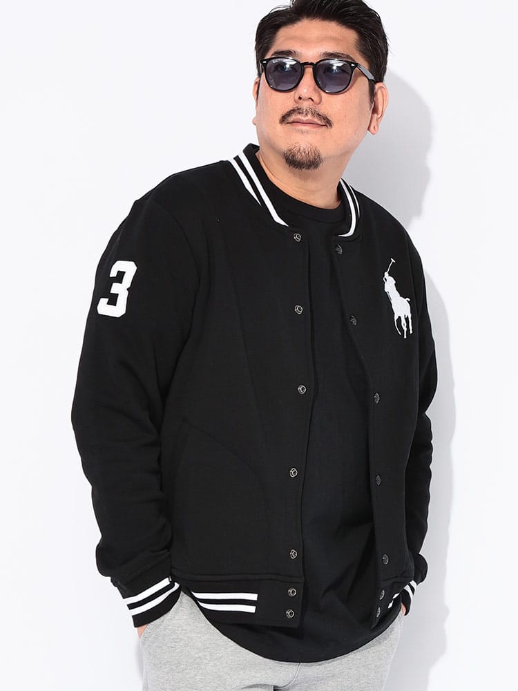 ベースボールジャケット 裏起毛 胸ロゴ FLEECE BIG PONY BASEBALL JKT 