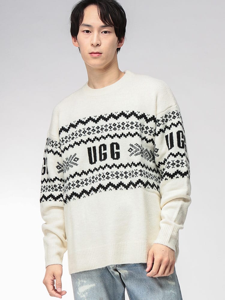 UGG (アグ) ライン ロゴ クルーネック ニット KAELAN ケイラン UGG1171483 メンズ