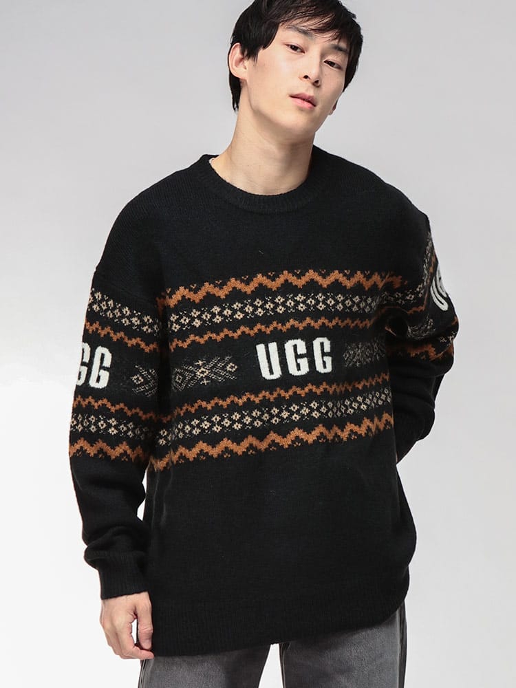 UGG (アグ) ライン ロゴ クルーネック ニット KAELAN ケイラン UGG1171483 メンズ