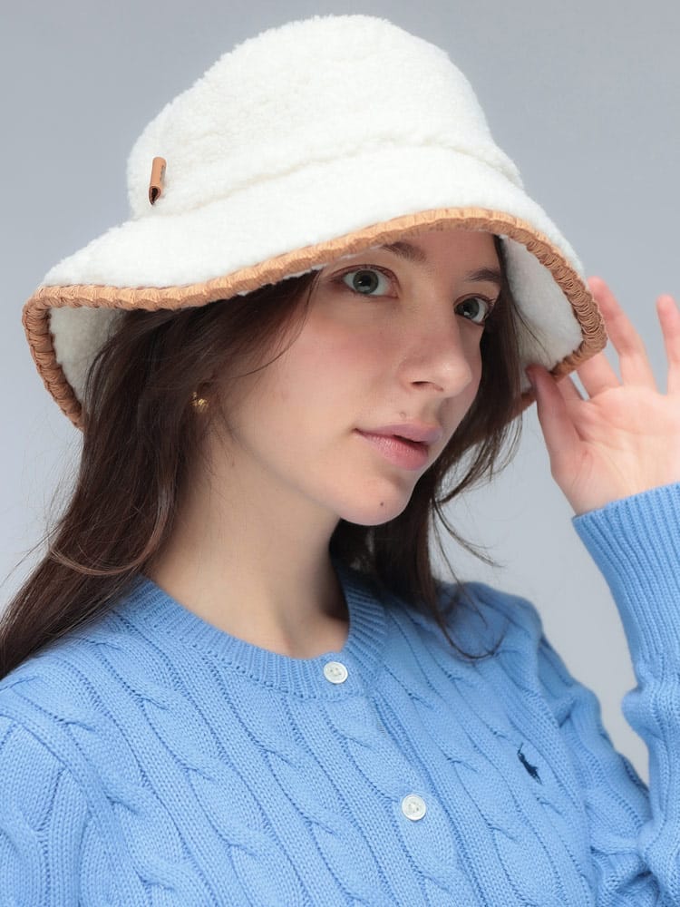 UGG (アグ) ロゴ ボア バケット ハット バケハ fluff Scalloped Hat フラッフ スカロップド ハット UGGL100914 レディース
