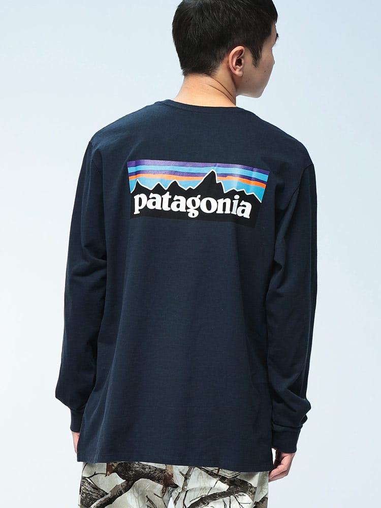 Patagonia (パタゴニア) P-6ロゴ バックプリント クルーネック 長袖Tシャツ
