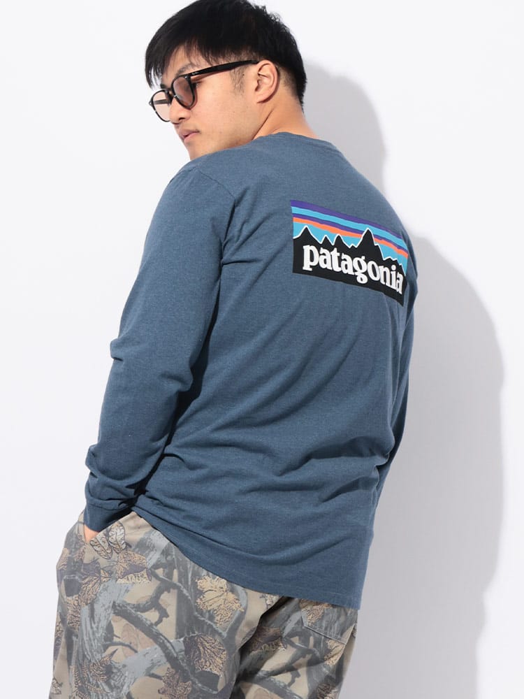長袖 Tシャツ バックロゴ クルーネック トップス キングサイズ ロンT プリント 大きいサイズ メンズ