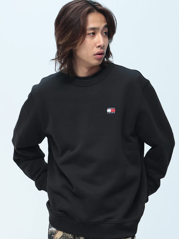 TOMMY JEANS (トミージーンズ) 裏起毛 トレーナー 長袖 クルーネック プルオーバー トップス スウェット シンプル ベーシック 秋 冬 DM0DM20660