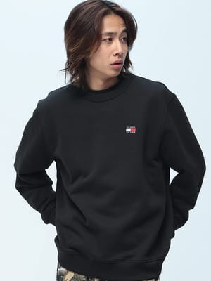 TOMMY JEANS (トミージーンズ) 裏起毛 トレーナー 長袖 クルーネック プルオーバー トップス スウェット シンプル ベーシック 秋 冬 DM0DM20660