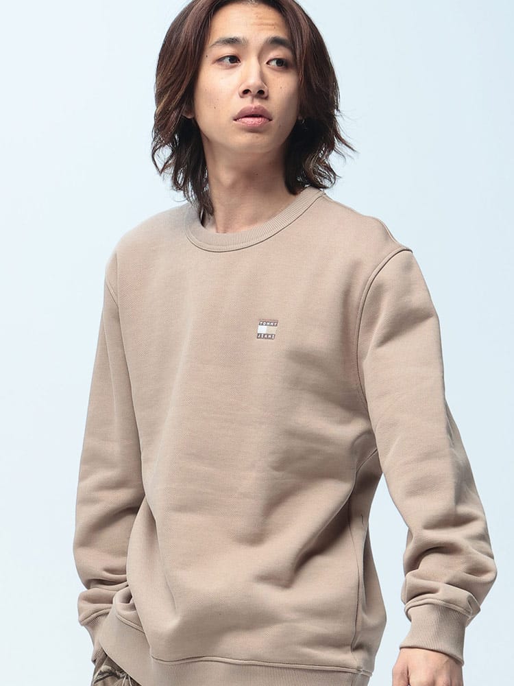 TOMMY JEANS (トミージーンズ) 裏起毛 トレーナー 長袖 クルーネック プルオーバー トップス スウェット シンプル ベーシック 秋 冬 DM0DM20660