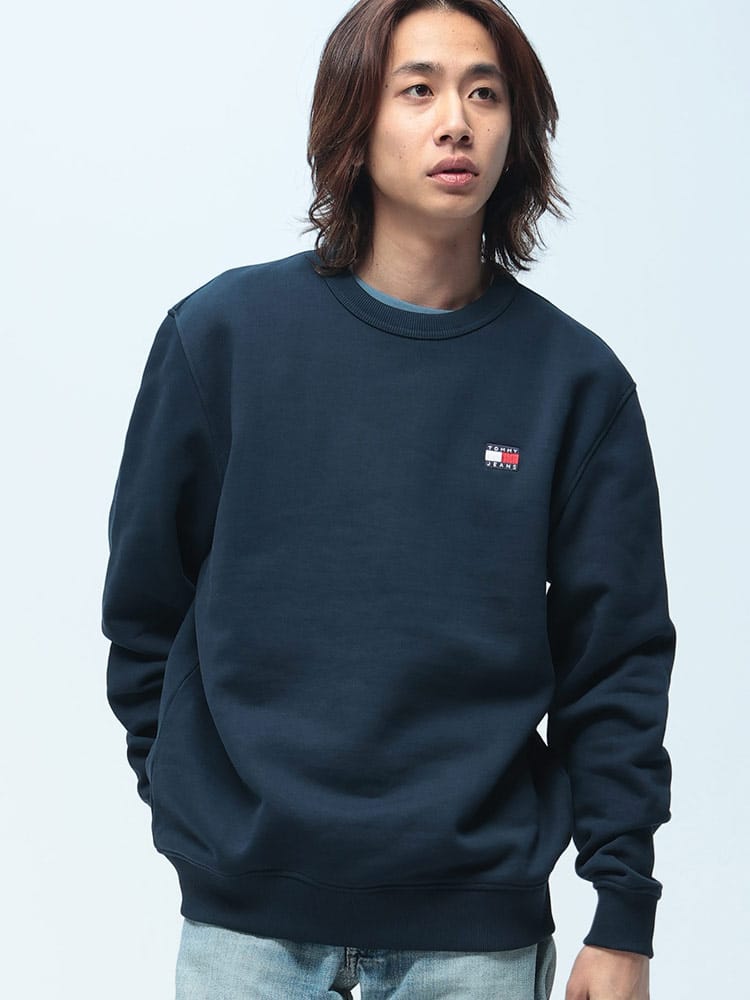TOMMY JEANS (トミージーンズ) 裏起毛 トレーナー 長袖 クルーネック プルオーバー トップス スウェット シンプル ベーシック 秋 冬 DM0DM20660