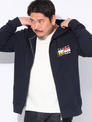 パーカー 長袖 大きいサイズ メンズ ロゴプリント フルジップ トップス フード スウェット 秋 冬