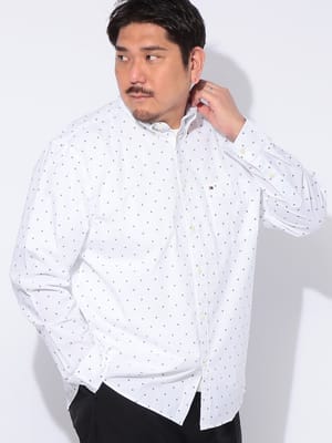 シャツ 長袖 大きいサイズ メンズ 総柄 コットン ボタンダウン トップス カジュアル プリント