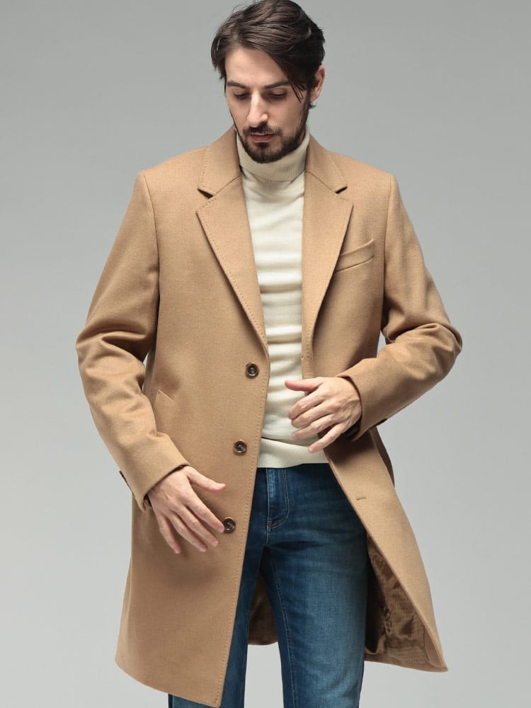 HUGO BOSS (ヒューゴボス) メンズ チェスターコート カシミヤ混 シングル チェスター ミドル丈 コート HBJARED10273687