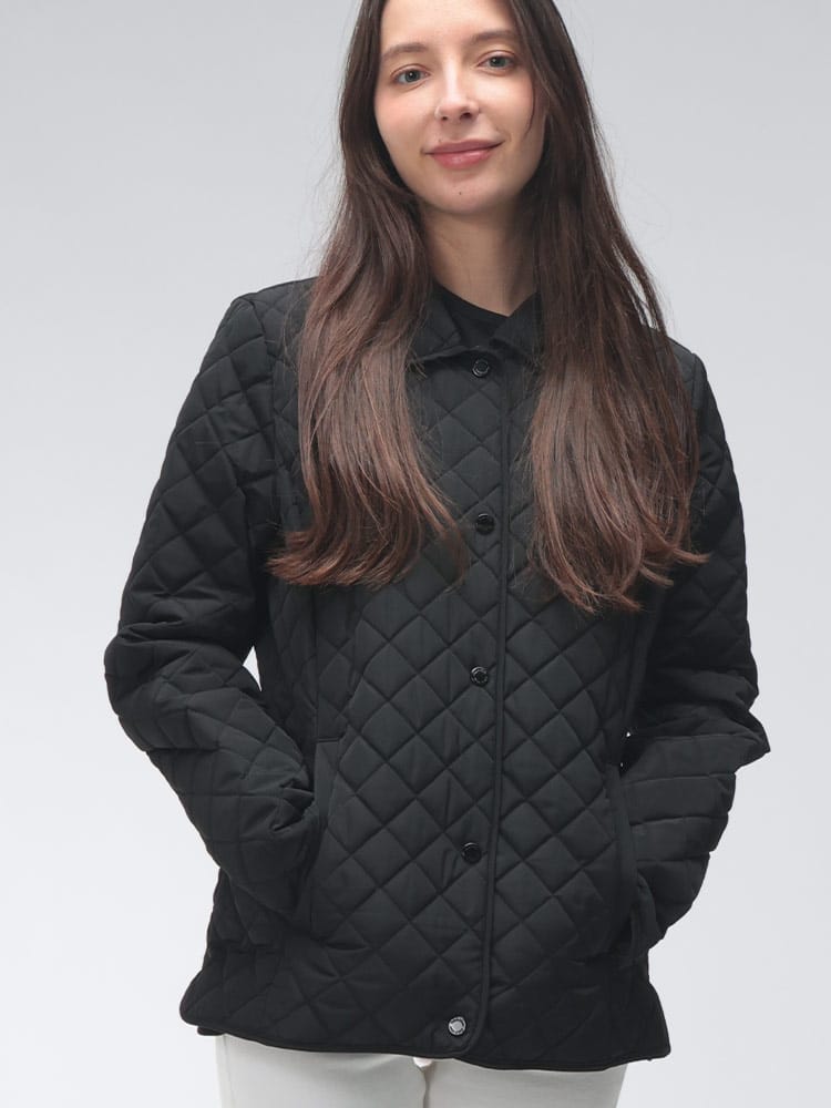 Calvin Klein (カルバンクライン) レディース ジャケット ロゴ キルティング フルボタン ブルゾン CKLCW522584