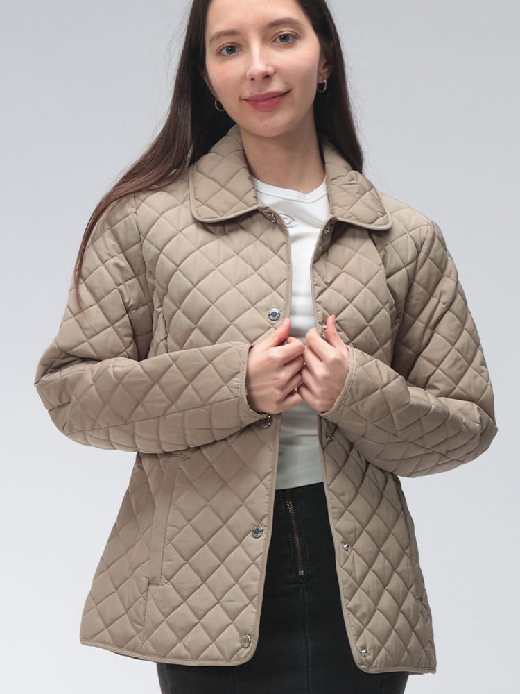 Calvin Klein (カルバンクライン) レディース ジャケット ロゴ キルティング フルボタン ブルゾン CKLCW522584