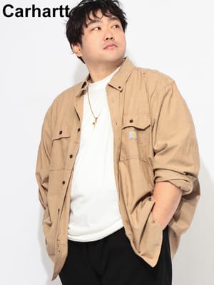 シャツ 長袖 ワンポイント ボタンダウン ワークシャツ ルーズ トップス ポケット カジュアル ブランド メンズ 大きいサイズ