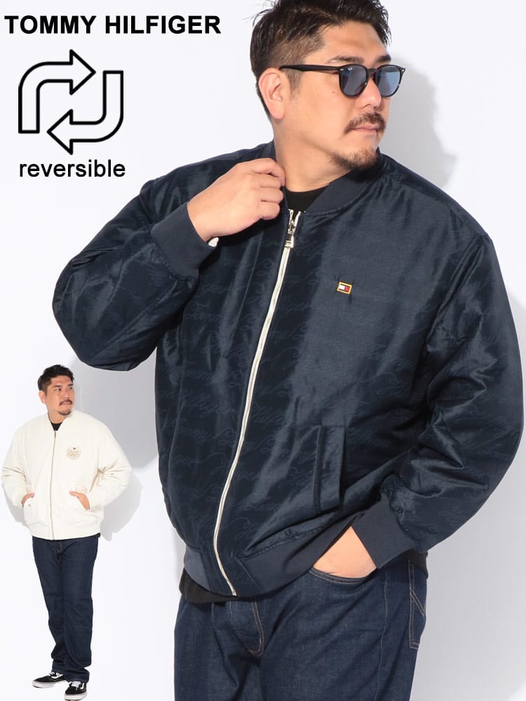 ジャケット メンズ 大きいサイズ 撥水 リバーシブル ロゴ入り ボンバージャケット アウター ブルゾン 中綿ジャケット 羽織 秋 冬