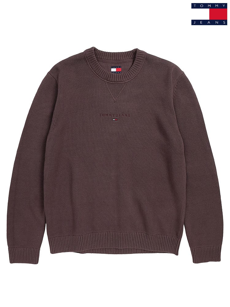 TOMMY JEANS (トミージーンズ) 綿100％ セーター 長袖 ロゴワンポイント クルーネック ニット ユニセックス DM0DM22352