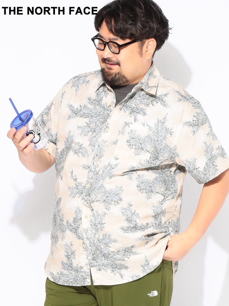 シャツ 半袖 メンズ 大きいサイズ コットン100％ ベイトレイル柄 カジュアルシャツ トップス コットン 羽織 柄シャツ プリント アウトドア 春 夏