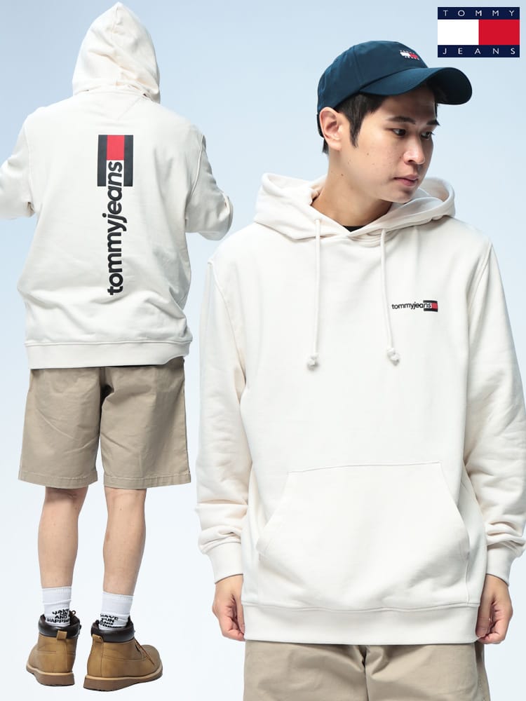TOMMY JEANS (トミージーンズ) パーカー 綿100％ メンズ 裏毛 胸ロゴ バックプリント ポケット付き プルオーバー TJM TEG ENTRY DNA HOODIE