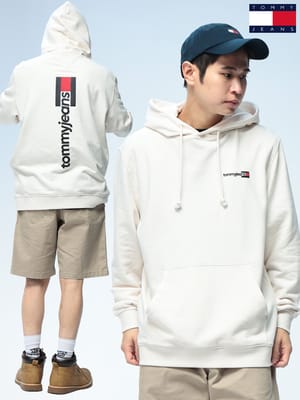 TOMMY JEANS (トミージーンズ) パーカー 綿100％ メンズ 裏毛 胸ロゴ バックプリント ポケット付き プルオーバー TJM TEG ENTRY DNA HOODIE
