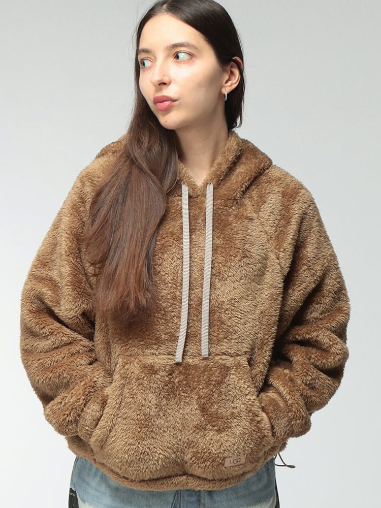 UGG (アグ) レディース パーカー 長袖 裾ロゴ ポケット付き プルオーバー ボアパーカー Loyra Hoodie II UGGL1180575