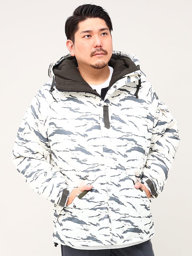 大きいサイズ メンズ South Play (サウスプレイ) 迷彩柄 裏フリース フルジップ 中綿 ジャケット