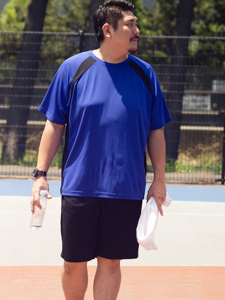 大きいサイズ メンズ B＆T CLUB (ビーアンドティークラブ) ハニカムメッシュ 半袖 Tシャツ ショートパンツ セットアップ