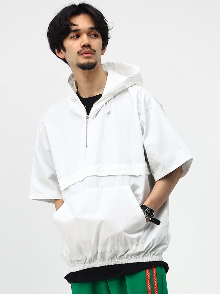 Notice Board (ノーティスボード) ハーフジップ 半袖 アノラックパーカー