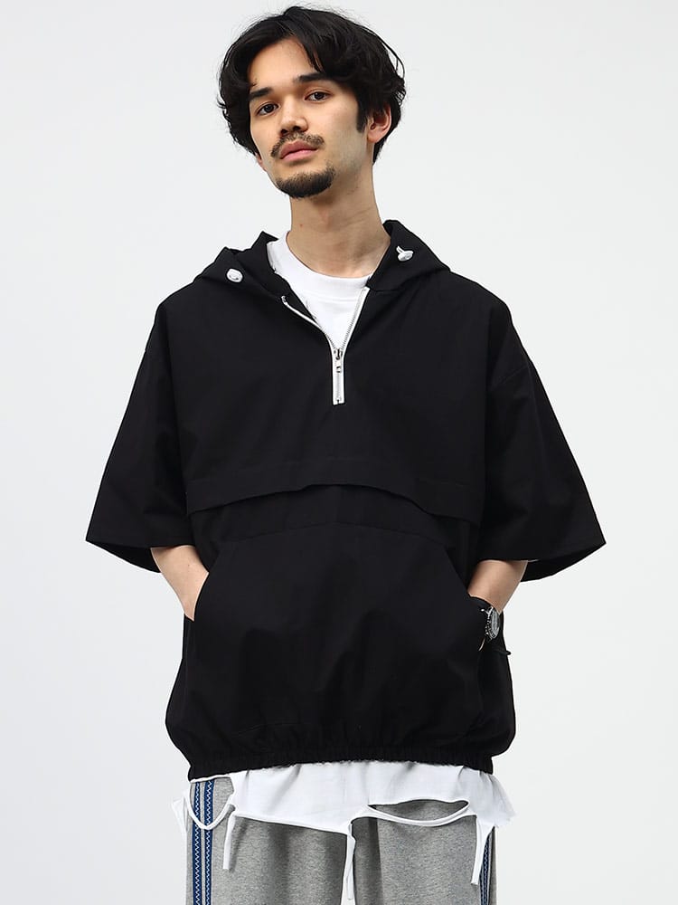Notice Board (ノーティスボード) ハーフジップ 半袖 アノラックパーカー