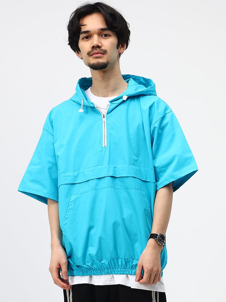 Notice Board (ノーティスボード) ハーフジップ 半袖 アノラックパーカー