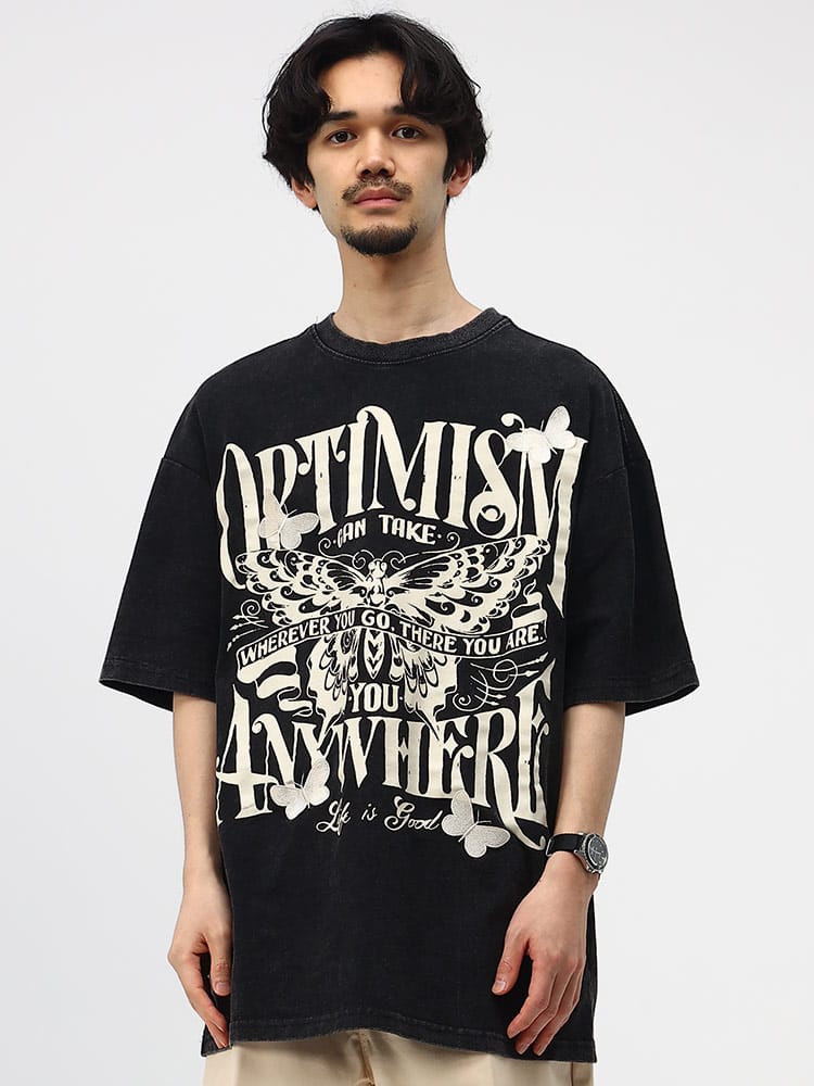 FAN YESTORE (ファン イェストア) プリント＆刺繍 クルーネック 半袖 Tシャツ