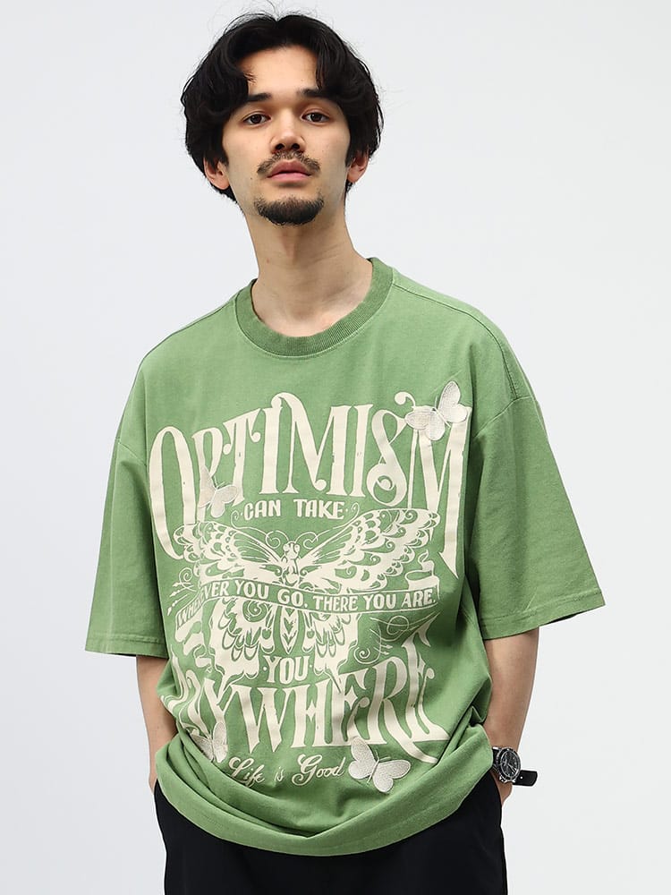 FAN YESTORE (ファン イェストア) プリント＆刺繍 クルーネック 半袖 Tシャツ